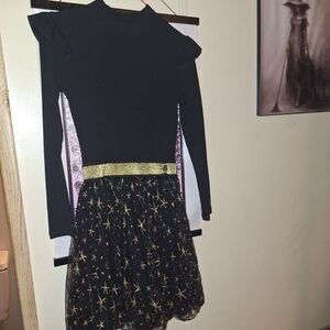 Girl's Black And Gold Dress